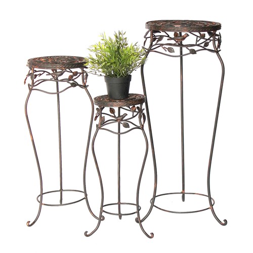 Blumenhocker metall rund antik - blumenhocker,